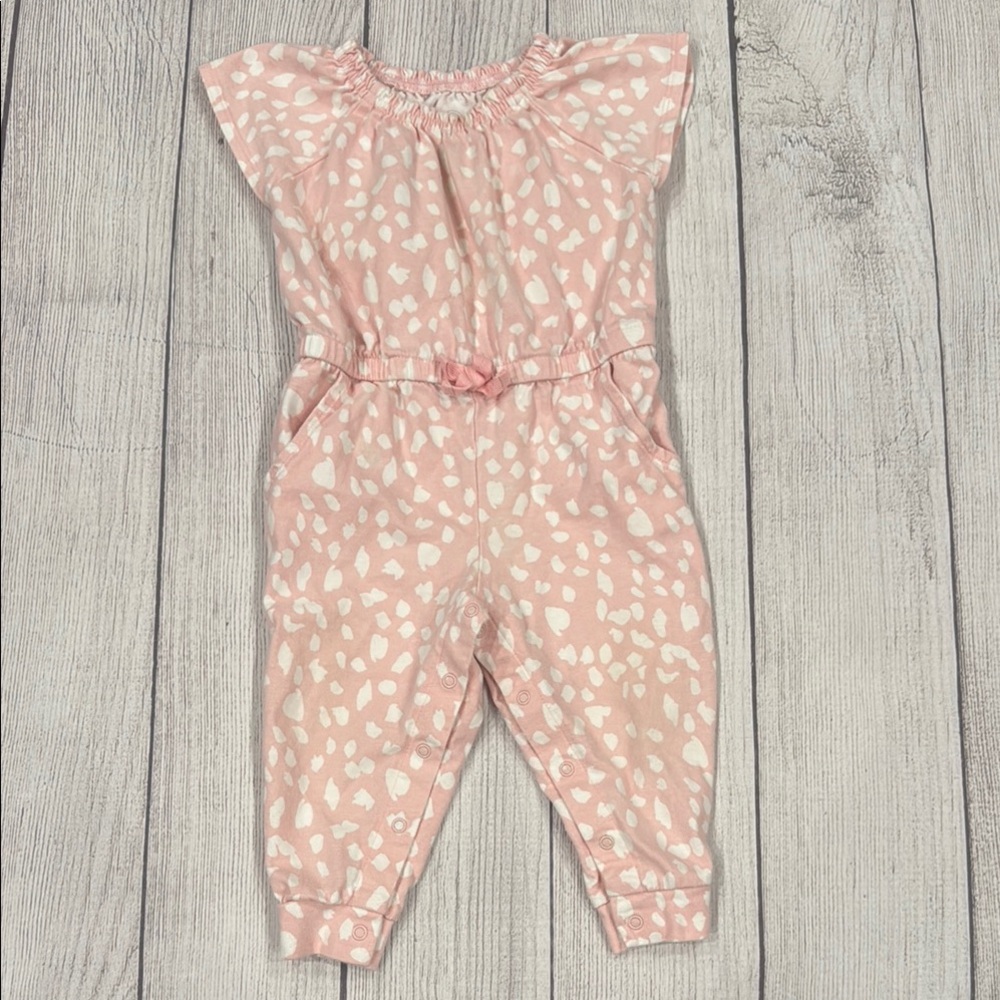 Wonder Nation Baby Girls Pink Patterned Jumpsuit